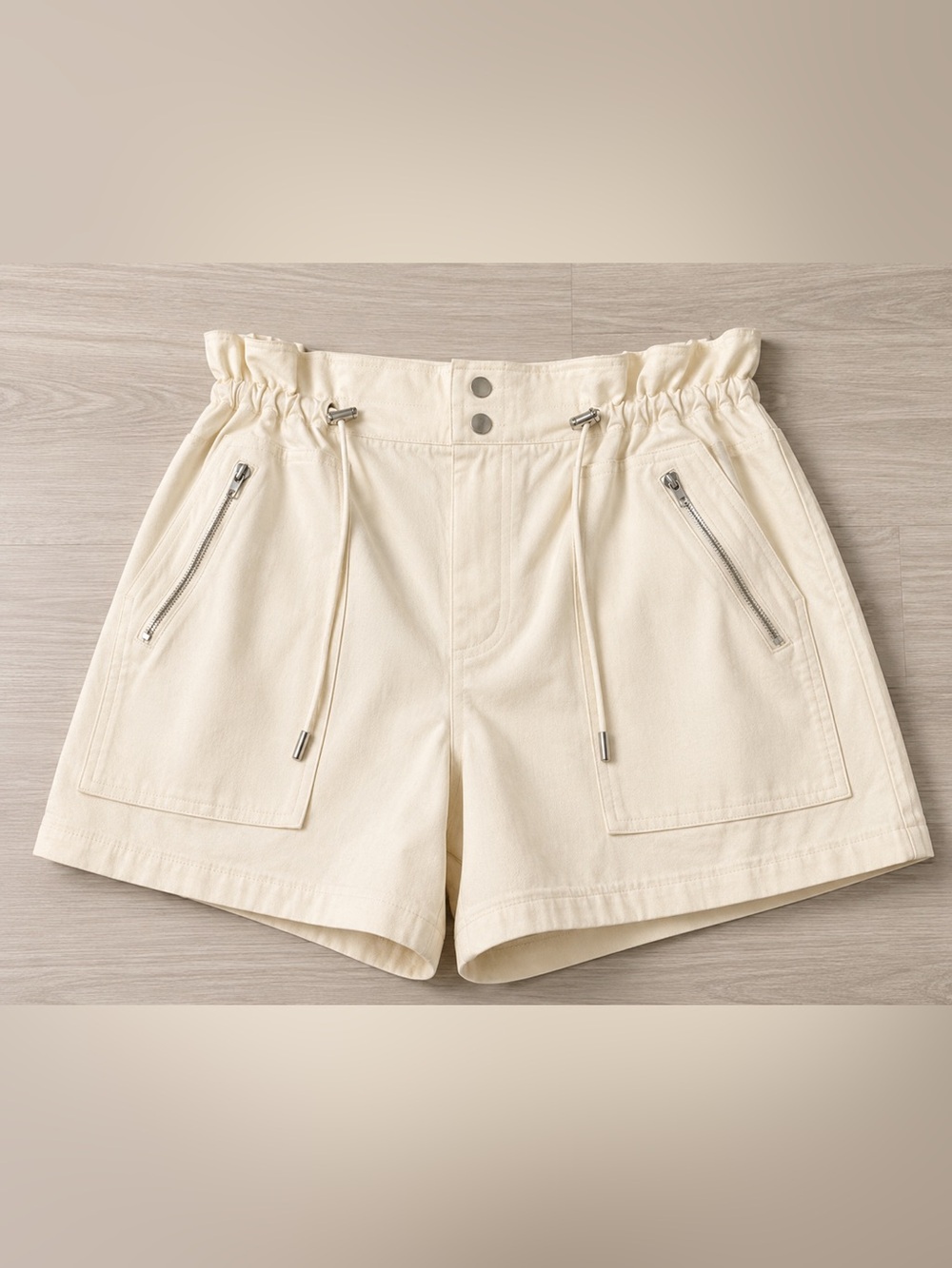 CALIA by Carrie Underwood Womens Medium Paperbag Waist Cargo Shorts Unbleached